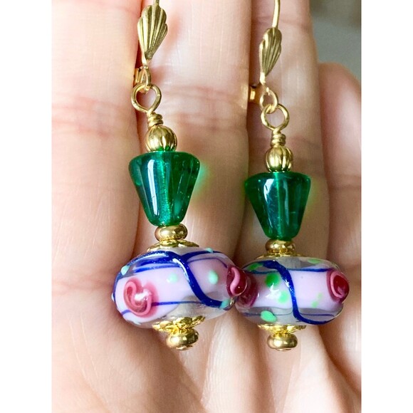 Handmade art glass Earrings - Picture 3 of 3